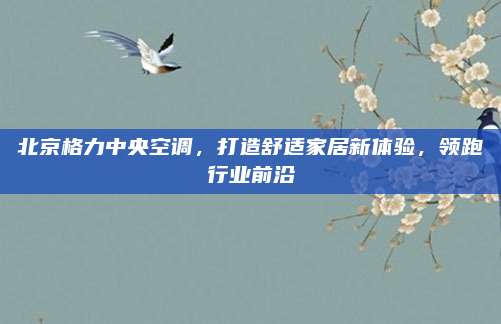 北京格力中央空调,打造舒适家居新体验,领跑行业前沿