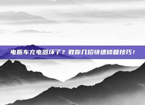 电瓶车充电器坏了?教你几招快速修复技巧!