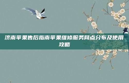 济南苹果售后指南苹果维修服务网点分布及使用攻略