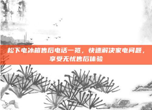 松下电冰箱售后电话一览,快速解决家电问题,享受无忧售后体验