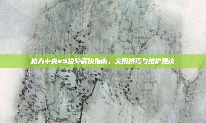 格力中央e5故障解决指南,实用技巧与维护建议
