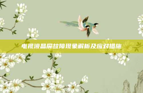 电视液晶屏故障现象解析及应对措施