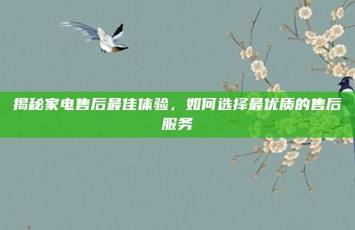 揭秘家电售后最佳体验,如何选择最优质的售后服务