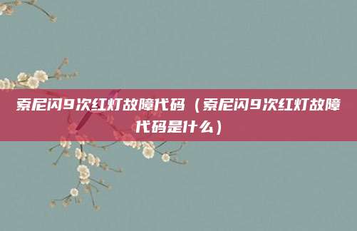索尼闪9次红灯故障代码（索尼闪9次红灯故障代码是什么）