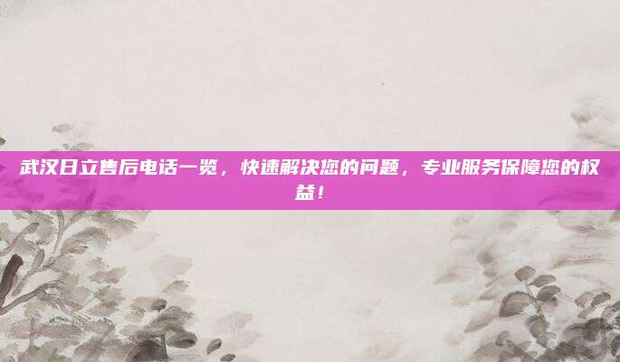 武汉日立售后电话一览,快速解决您的问题,专业服务保障您的权益!