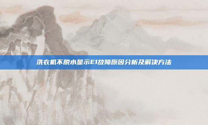 洗衣机不脱水显示E1故障原因分析及解决方法