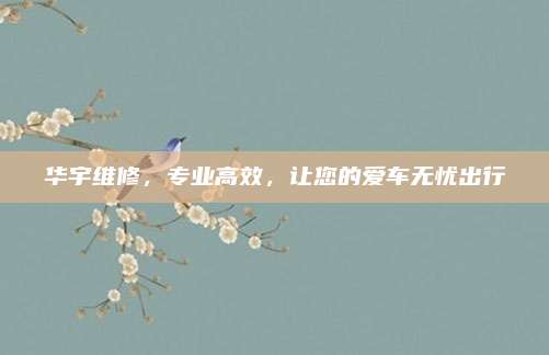 华宇维修,专业高效,让您的爱车无忧出行