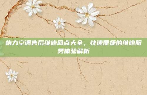 格力空调售后维修网点大全,快速便捷的维修服务体验解析