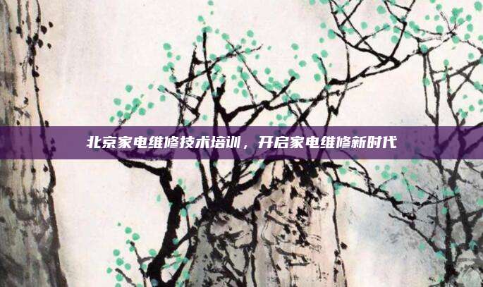 北京家电维修技术培训,开启家电维修新时代
