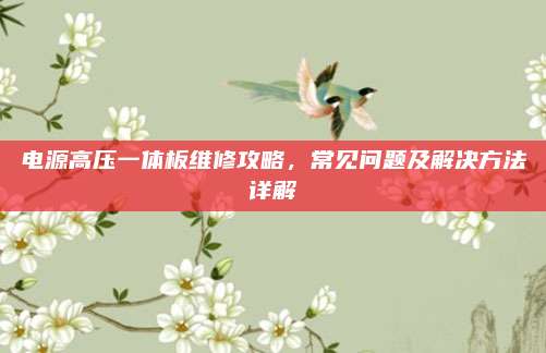 电源高压一体板维修攻略,常见问题及解决方法详解
