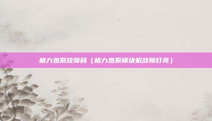 格力热泵故障码（格力热泵模块机故障灯亮）