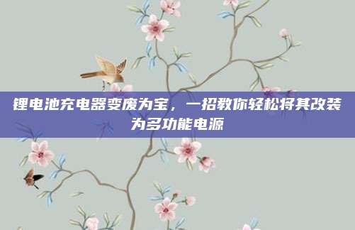 锂电池充电器变废为宝,一招教你轻松将其改装为多功能电源