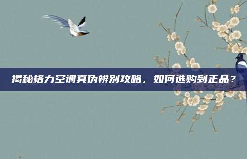 揭秘格力空调真伪辨别攻略,如何选购到正品?