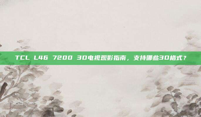 TCL L46 7200 3D电视观影指南，支持哪些3D格式？