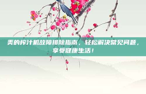 美的榨汁机故障排除指南,轻松解决常见问题,享受健康生活!