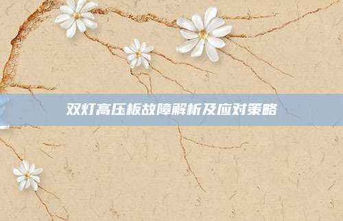 双灯高压板故障解析及应对策略
