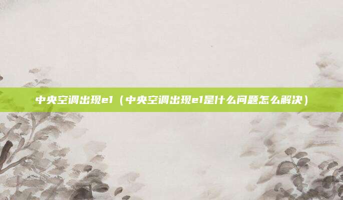 中央空调出现e1（中央空调出现e1是什么问题怎么解决）