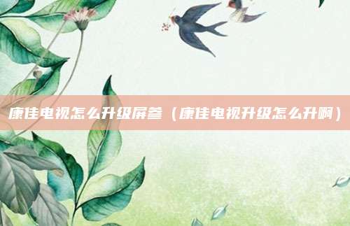 康佳电视怎么升级屏参(康佳电视升级怎么升啊)