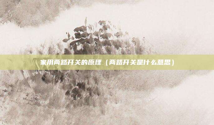 家用两路开关的原理(两路开关是什么意思)