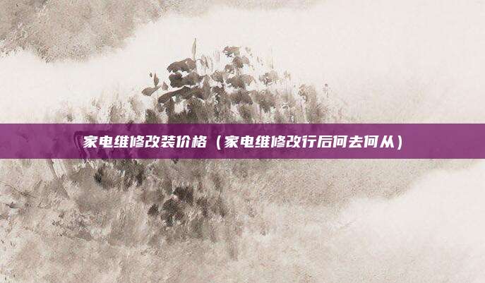 家电维修改装价格（家电维修改行后何去何从）