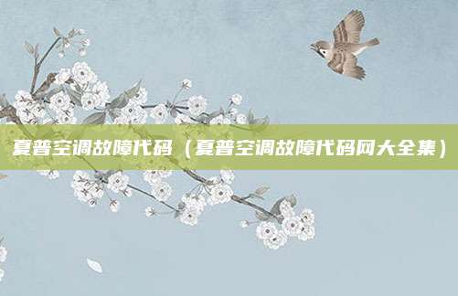 夏普空调故障代码(夏普空调故障代码网大全集)