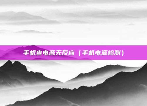 手机查电源无反应（手机电源检测）