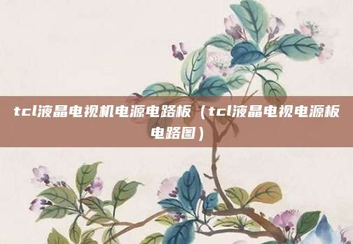 tcl液晶电视机电源电路板（tcl液晶电视电源板电路图）