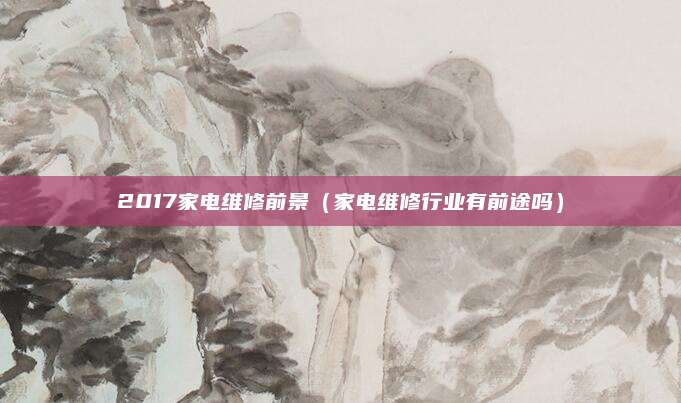 2017家电维修前景(家电维修行业有前途吗)