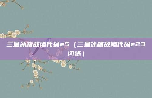 三星冰箱故障代码e5(三星冰箱故障代码e23闪烁)