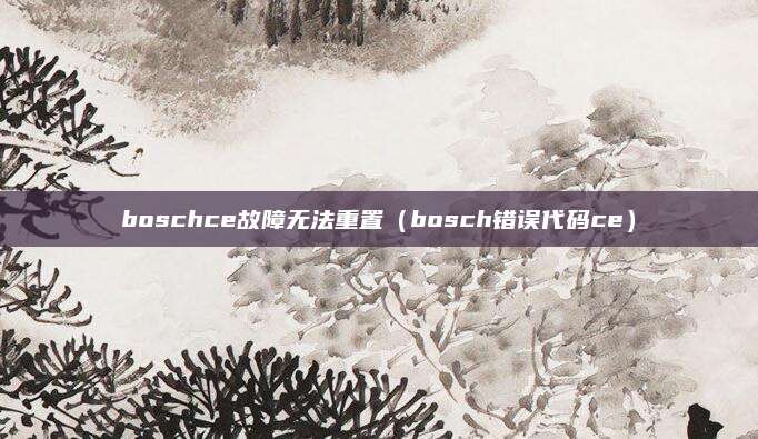 boschce故障无法重置(bosch错误代码ce)