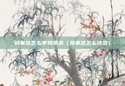 荣事达怎么单独漂洗（荣事达怎么快洗）