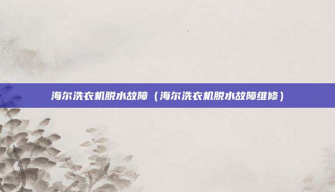 海尔洗衣机脱水故障（海尔洗衣机脱水故障维修）
