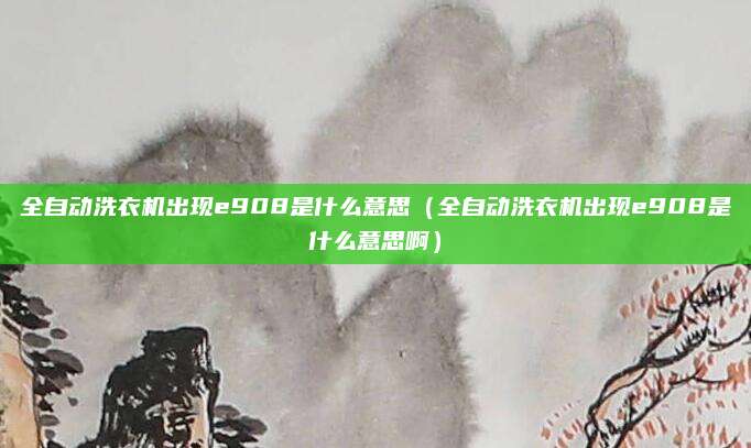 全自动洗衣机出现e908是什么意思（全自动洗衣机出现e908是什么意思啊）