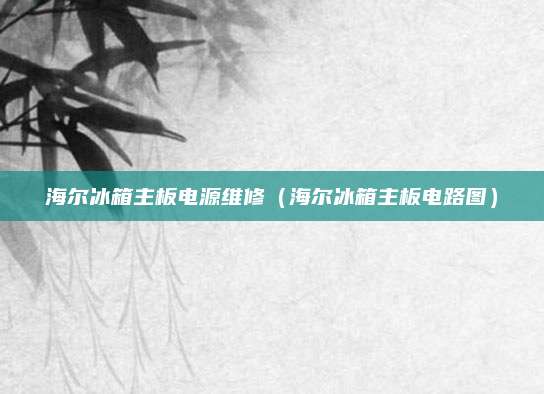 海尔冰箱主板电源维修(海尔冰箱主板电路图)