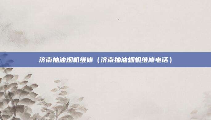 济南抽油烟机维修（济南抽油烟机维修电话）