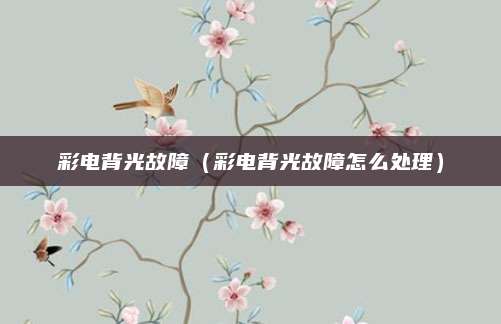 彩电背光故障（彩电背光故障怎么处理）