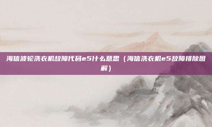 海信波轮洗衣机故障代码e5什么意思（海信洗衣机e5故障排除图解）