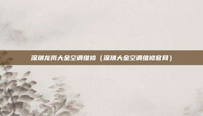 深圳龙岗大金空调维修（深圳大金空调维修官网）