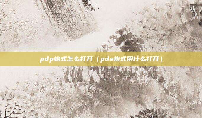 pdp格式怎么打开（pds格式用什么打开）