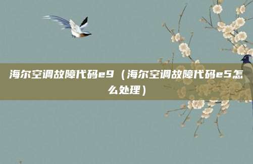 海尔空调故障代码e9（海尔空调故障代码e5怎么处理）