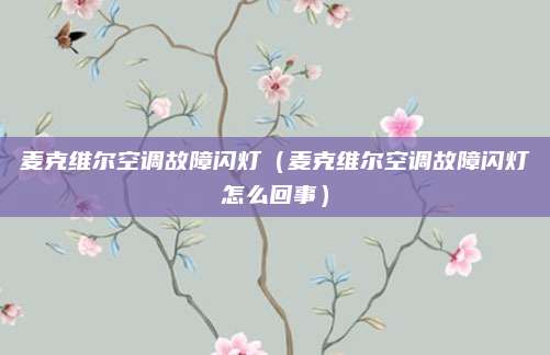 麦克维尔空调故障闪灯（麦克维尔空调故障闪灯怎么回事）