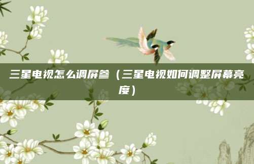三星电视怎么调屏参(三星电视如何调整屏幕亮度)