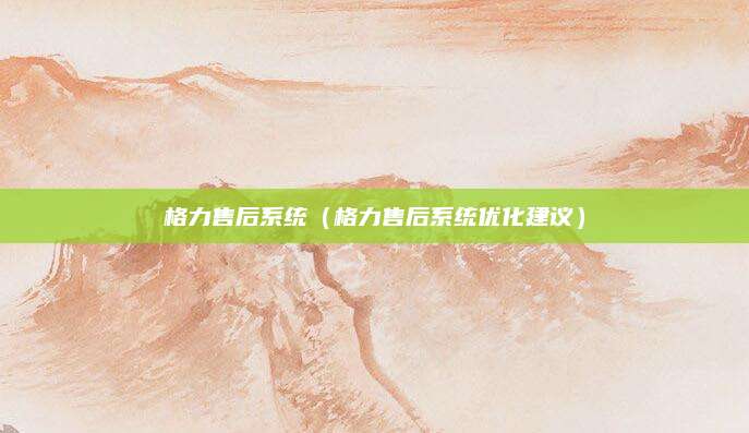 格力售后系统（格力售后系统优化建议）