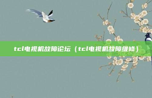 tcl电视机故障论坛（tcl电视机故障维修）