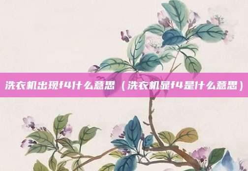 洗衣机出现f4什么意思（洗衣机显f4是什么意思）