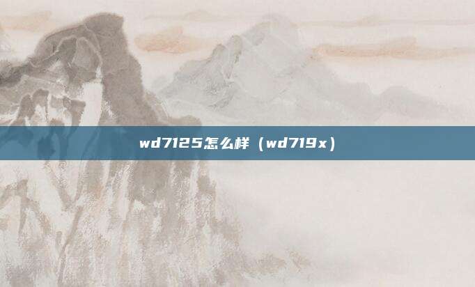 wd7125怎么样（wd719x）
