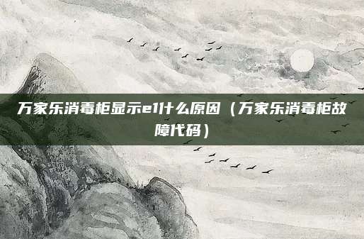 万家乐消毒柜显示e1什么原因（万家乐消毒柜故障代码）