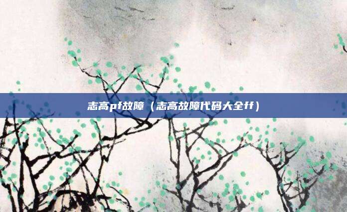 志高pf故障（志高故障代码大全ff）