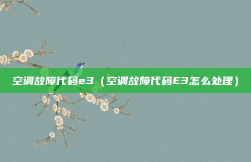 空调故障代码e3（空调故障代码E3怎么处理）