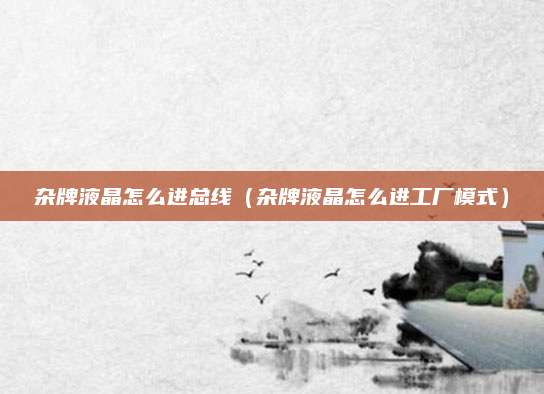 杂牌液晶怎么进总线(杂牌液晶怎么进工厂模式)